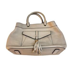 Milly Gray Crossbody Leather Tote Handbag Gray Tassel Front Pocket Details